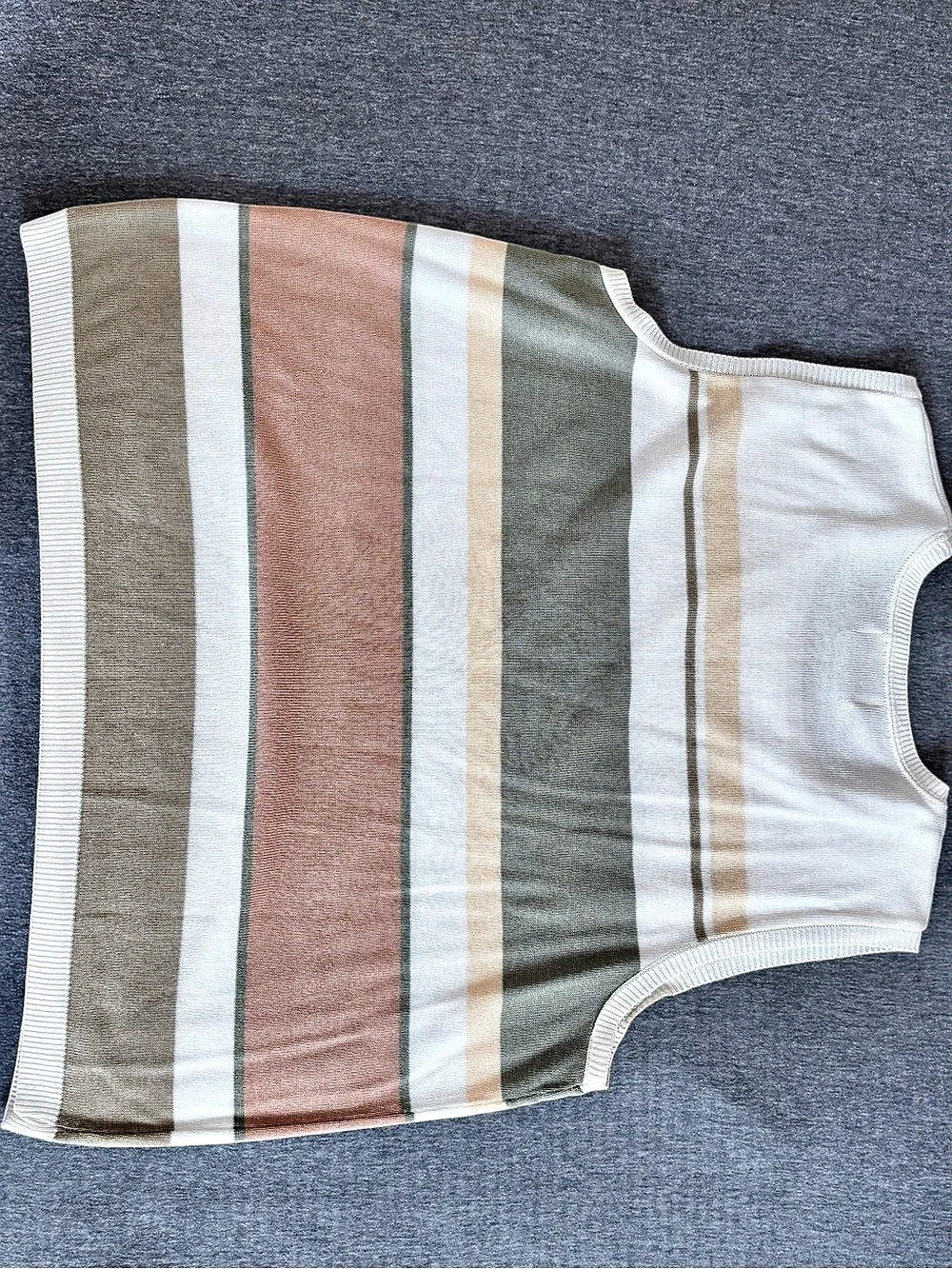 Alfred Dunner Striped Sweater Vest | White, Green, Pink | Size 2X